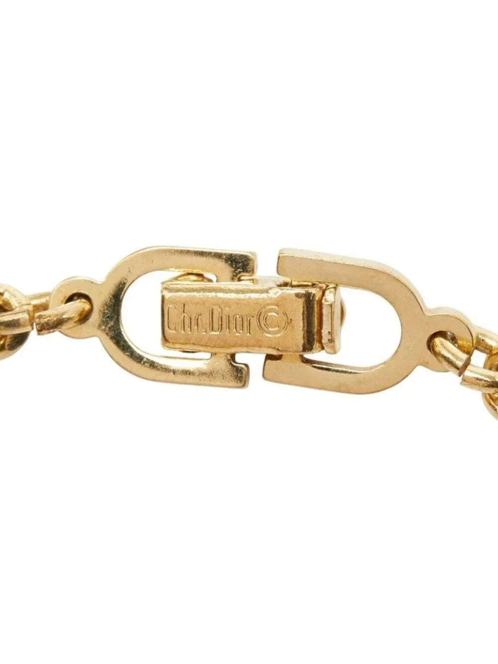 Dior CD Logo Chain Bracelet Gold Plated Rhinestone